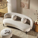 Amboise 3-Seater Curved Sofa with Ball Cushions, Beige Linen Blend