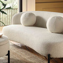 Amboise 3-Seater Curved Sofa with Ball Cushions, Ecru Boucle