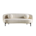 Amboise 3-Seater Curved Sofa with Ball Cushions, Ecru Boucle