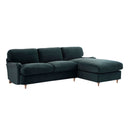 Daphnis Aegean Blue Velvet Sofa, Grande Chaise Right Hand Facing