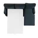 Daphnis Aegean Blue Velvet Sofa, Grande Chaise Right Hand Facing