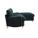 Daphnis Aegean Blue Velvet Sofa, Grande Chaise Right Hand Facing
