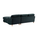 Daphnis Aegean Blue Velvet Sofa, Grande Chaise Right Hand Facing