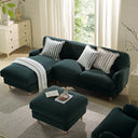 Daphnis Aegean Blue Velvet Sofa, Grande Chaise Sofa Left Hand Facing