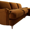 Daphnis Cinnamon Velvet Sofa, Grande Chaise Sofa Right Hand Facing