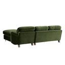 Daphnis Fern Green Velvet Sofa, Grande Chaise Right Hand Facing