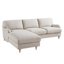 Daphnis Oatmeal Fabric Sofa, Grande Chaise Sofa Left Hand Facing