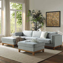 Dipley Sage Woven Fabric Sofa Grande Chaise Sofa Left Hand Facing