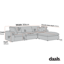 Lutyens Light Grey Linen Blend Modular Sofa 3-Piece Chaise
