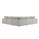 Lutyens Light Grey Linen Blend Modular Sofa, 5-Piece Corner Set