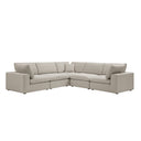 Lutyens Oatmeal Weave Fabric Blend Modular Sofa 5-Piece Corner Set