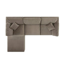 Lutyens Taupe Velvet Modular Sofa 3-Piece Chaise
