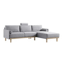 Timber Grey Marl Fabric Sofa, Large 3-Seater Chaise Sofa Right Hand Facing